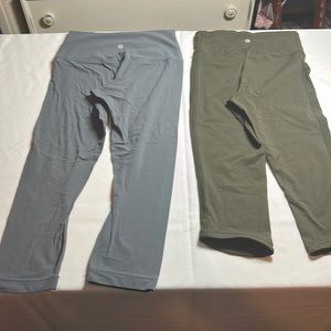 Lululemon Athletica Olive Green & Light Gray Leggings